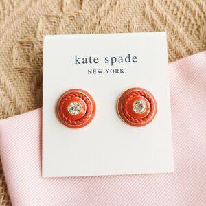 Kate Spade Know The Ropes Mixed Media Red Stud Earrings in Gold